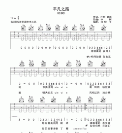 朴树《平凡之路》吉他谱（六线图片版）